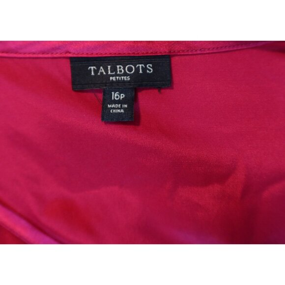 TALBOTS Vibrant Fuchsia Silk Long Sleeve Blouse Top 16P Holiday Professional - Picture 5 of 8